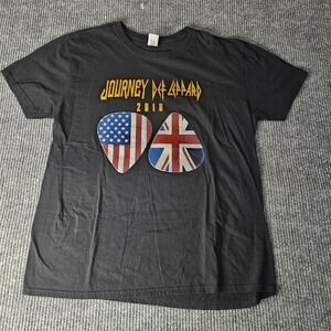 Journey Def Leppard Shirt Mens XL Black 2018 Tour Graphic Tee Rock Band Music